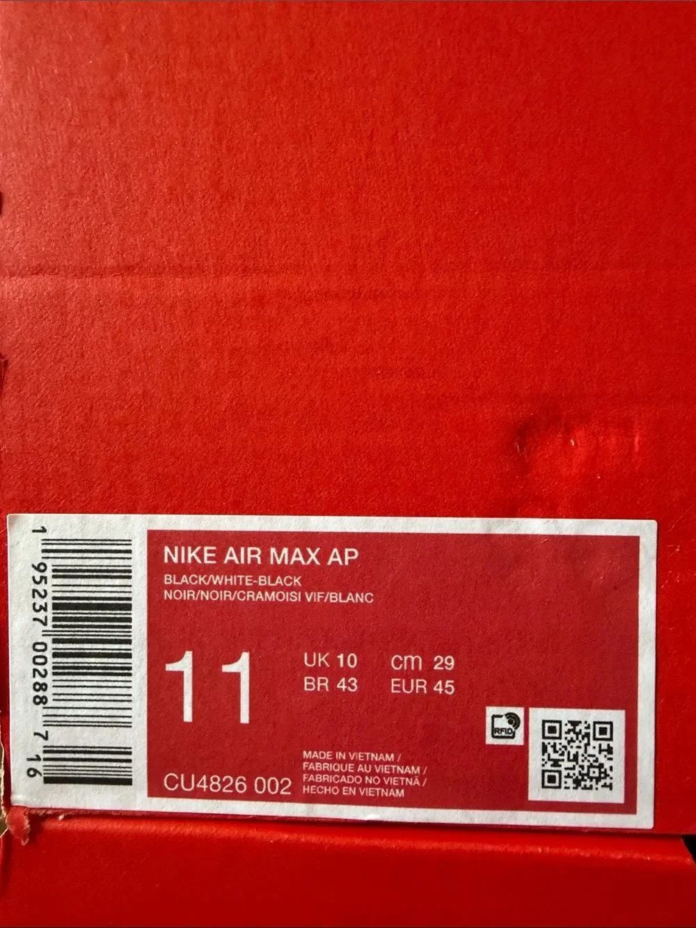 Nike Air Max AP Black White CU4826-002 Men’s Size 11